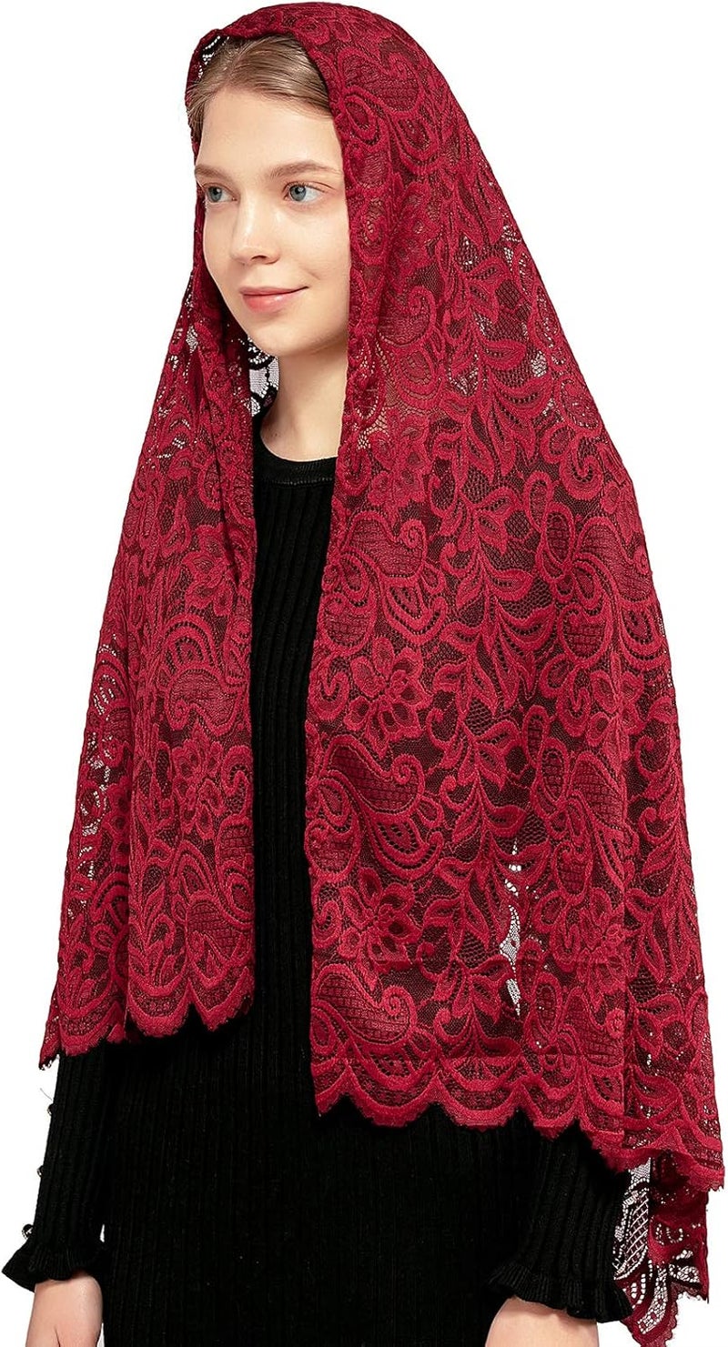 Wgior Rectangular Chapel Veil Scarf Catholic Church Veils Mantilla Wrap Shawl Mass Head Covering - Image 4